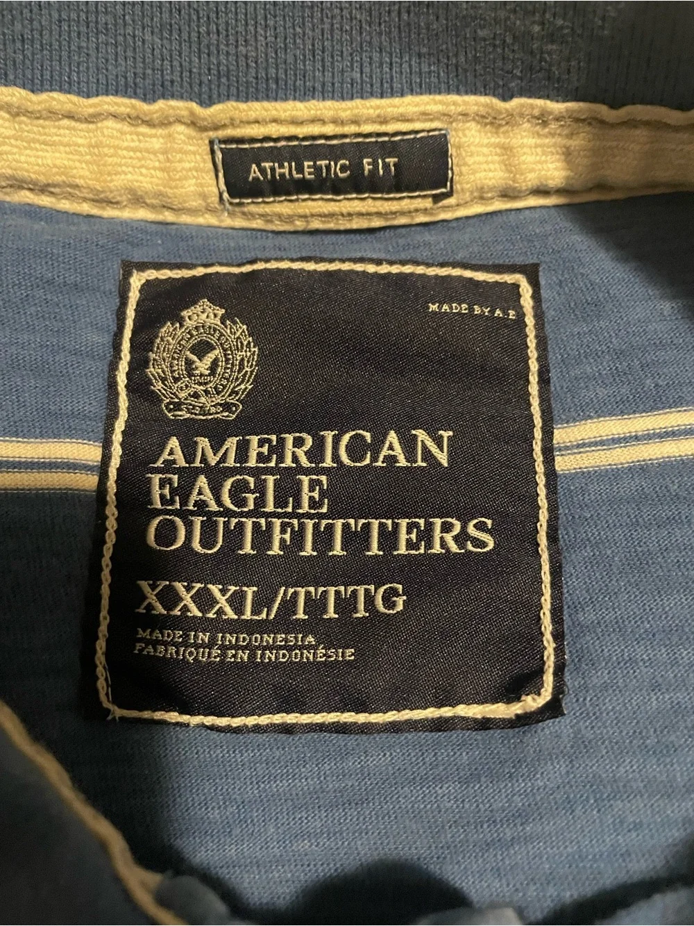 American Eagle Outfitters Blue Polo with White Stripes size XXXL